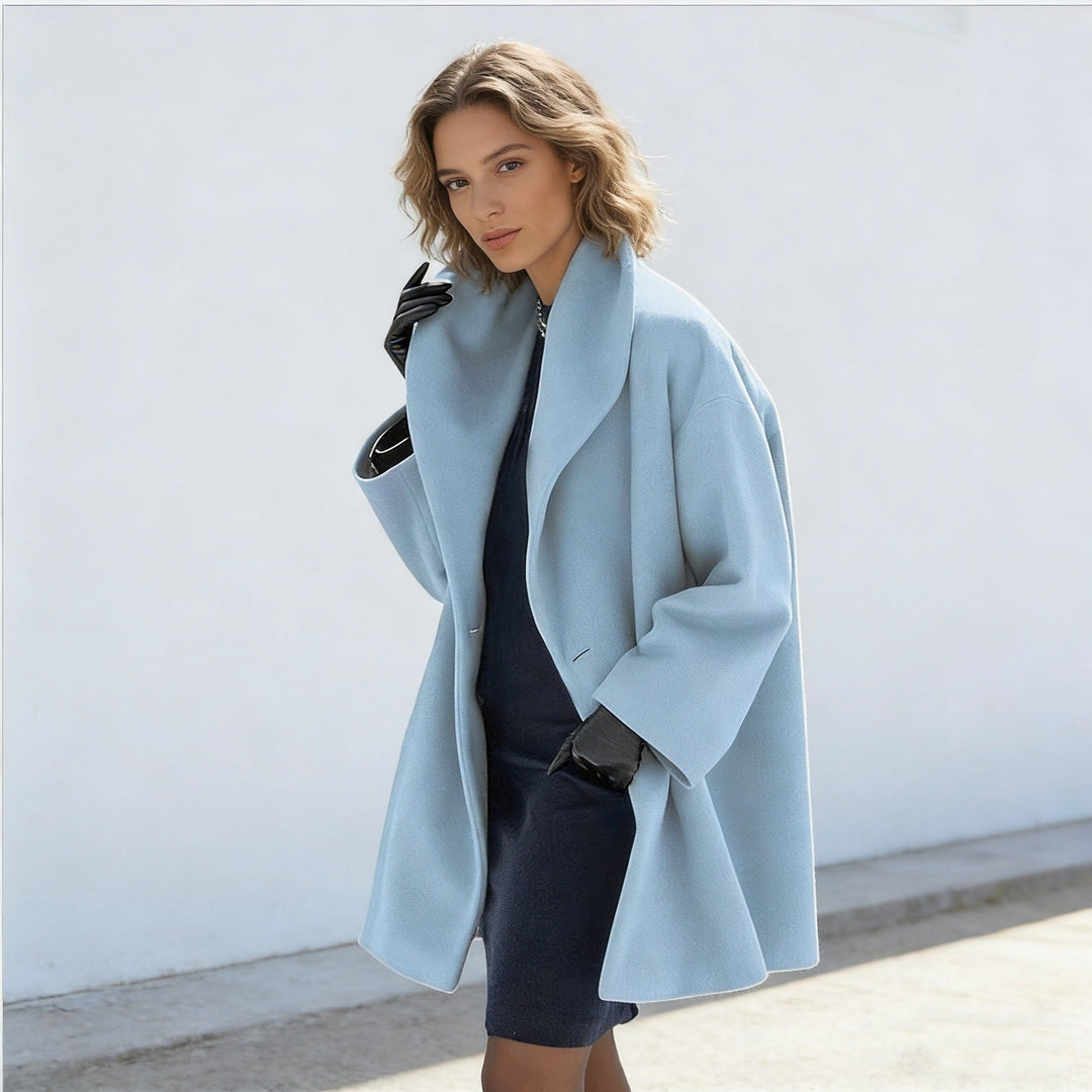 Windproof Women's Coat with Shawl Collar