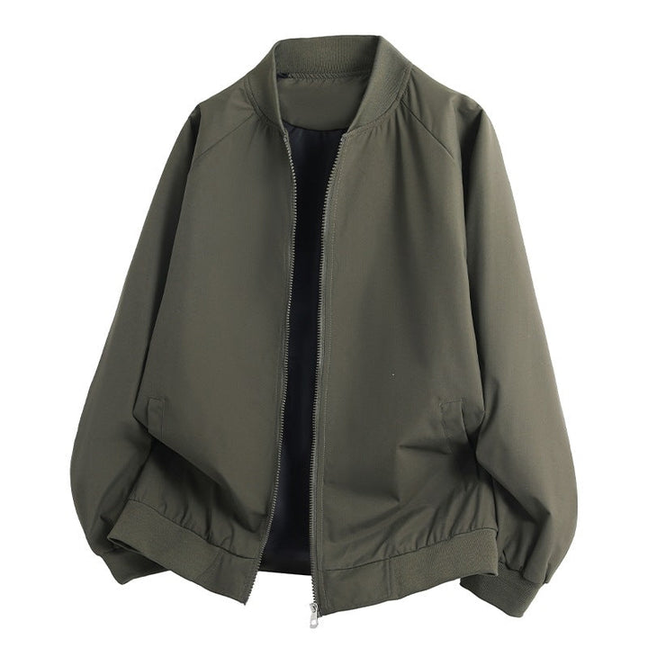Men's Lightweight Oversized Blouson Bomber Jacket with Raglan Sleeves, Two-Way Zipper and Insert Pockets