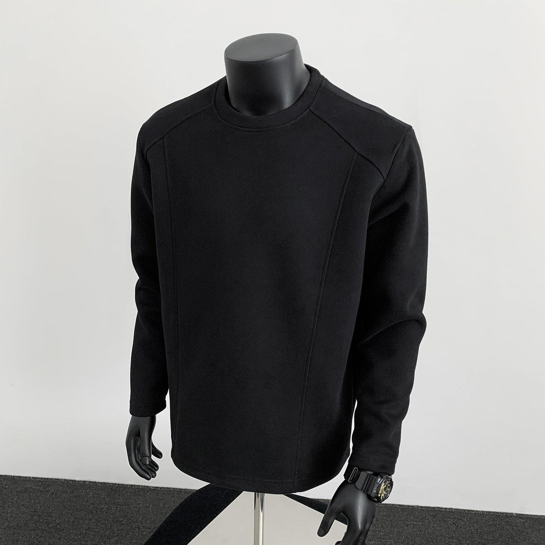 Men's Sweatshirt with Structured Seam Details and Round Neck