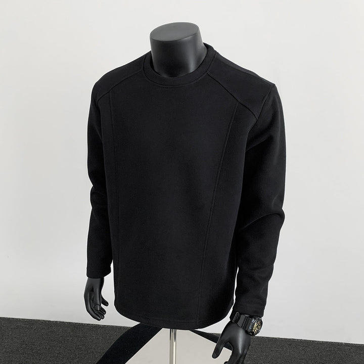 Men's Sweatshirt with Structured Seam Details and Round Neck