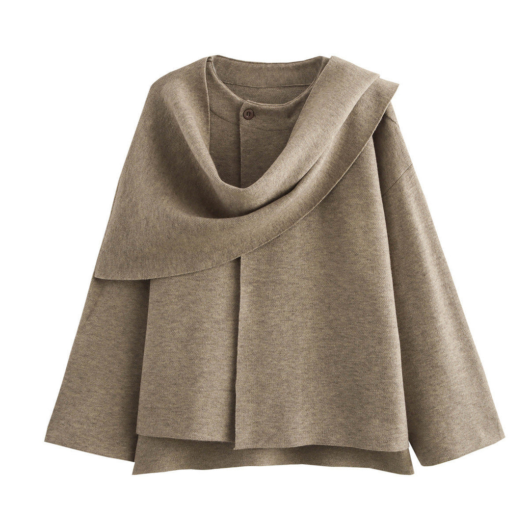 Women Asymmetrical Poncho-like Jacket made of Soft Material