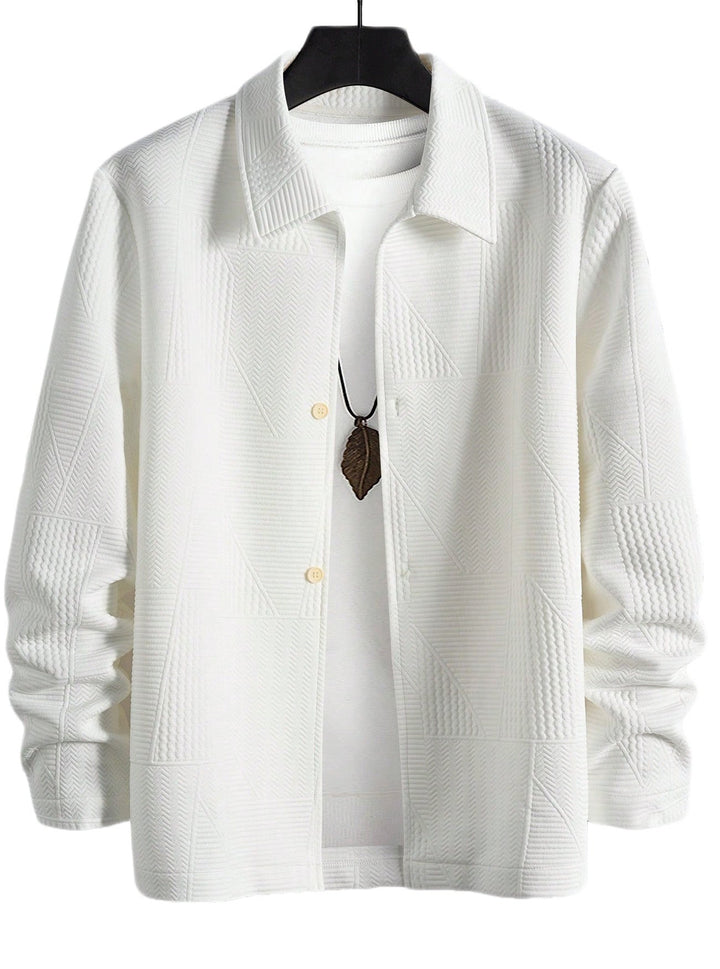 Men's Structured Shirt Jacket in Patchwork Relief with Shirt Collar