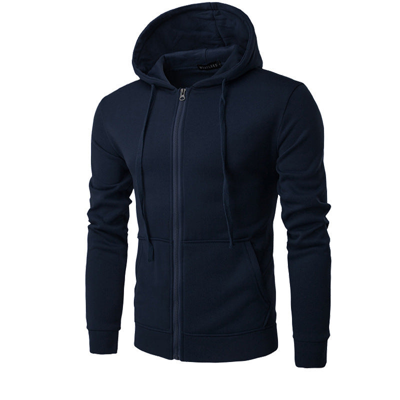 Men's Slim-fit Zip Hoodie Jacket with Soft Fleece Lining and Kangaroo Pockets