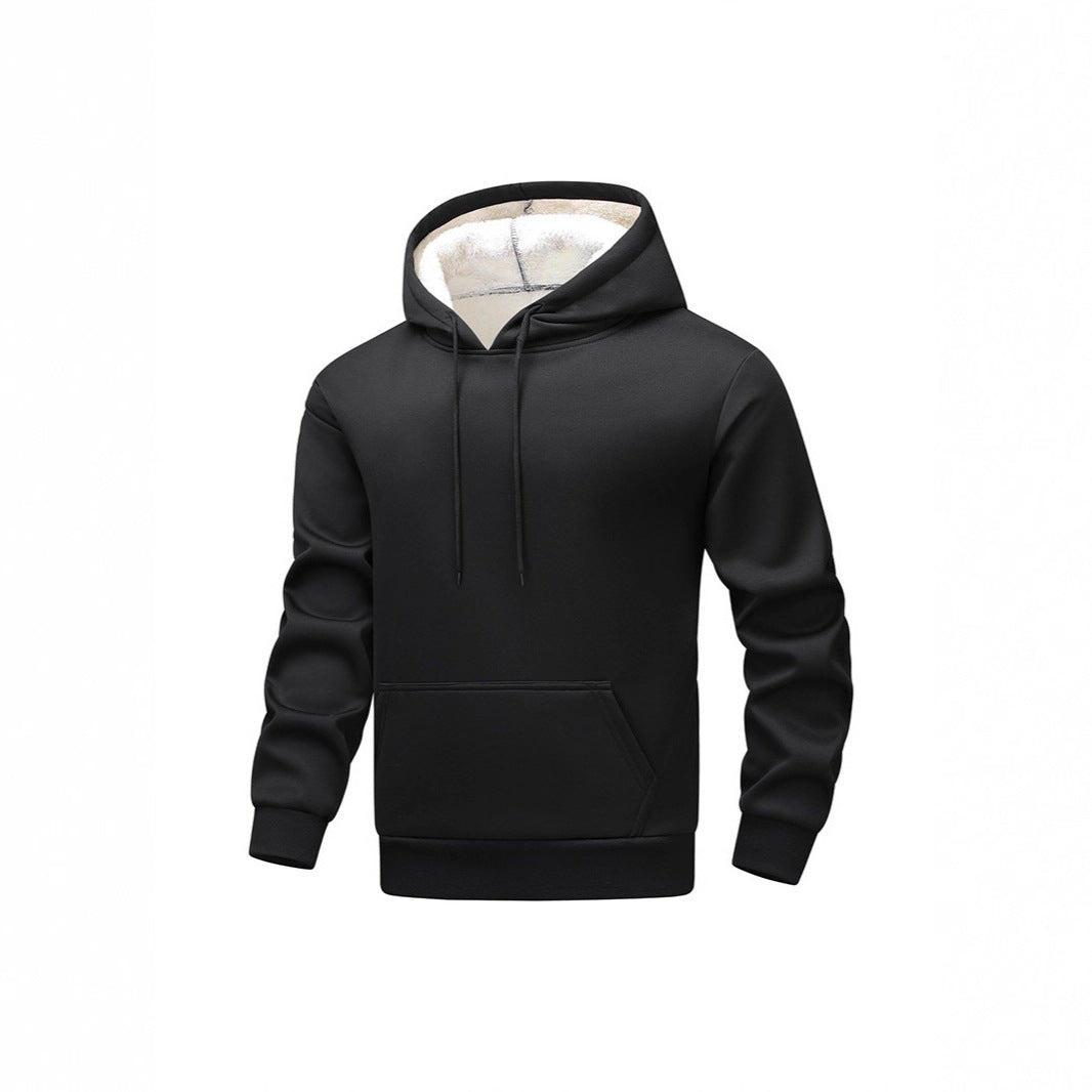 Men's Fleece Hoodie with Sherpa Lining and Kangaroo Pocket