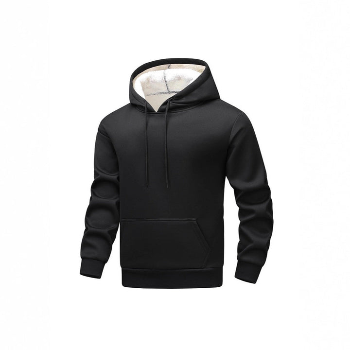 Men's Fleece Hoodie with Sherpa Lining and Kangaroo Pocket