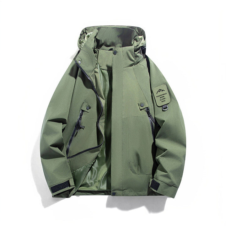 Men's Wind and Waterproof Functional Parka with Zippered Pockets and Adjustable Hood