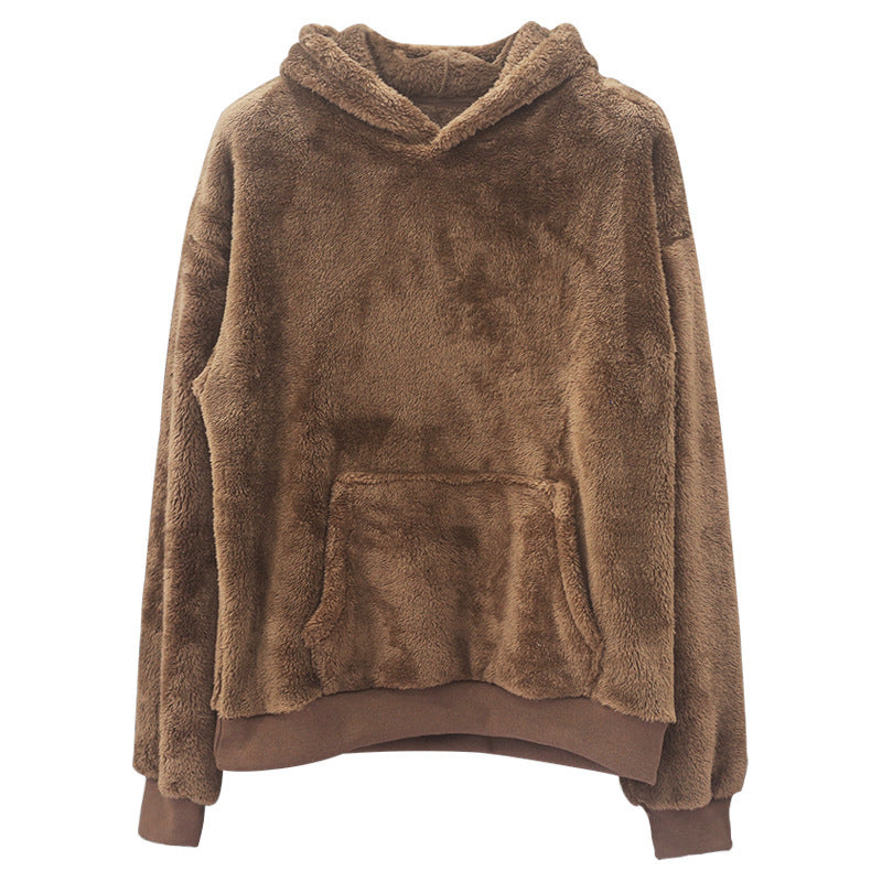Unisex Cozy Teddy Fleece Hoodie with Oversized Fit and Kangaroo Pocket