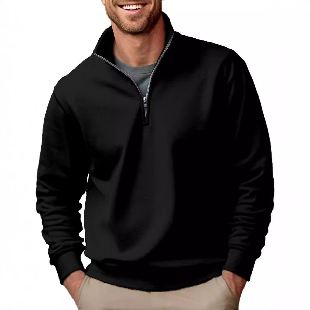 Men's Half-zip Sweatshirt with Stand-up Collar and Soft Fleece Interior Lining