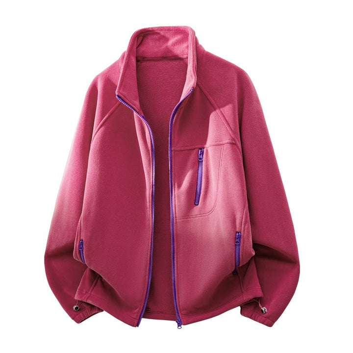 Unisex Functional Microfleece Performance Jacket with Stand-up Collar, Chest Zipper and Ergonomic Raglan Sleeves