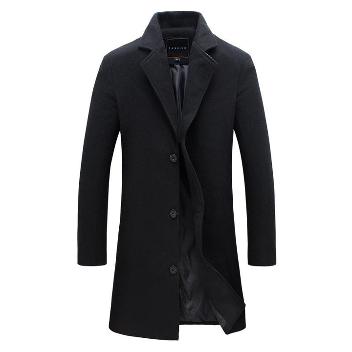 Men's Slim Chesterfield Coat with Classic Lapels, Quilted Lining and Side Pockets