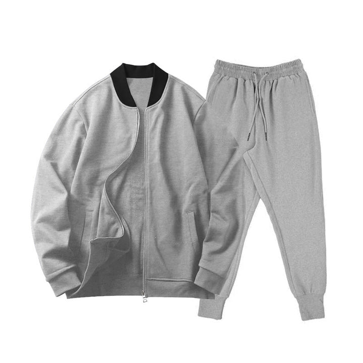 Men's Casually Cut Sweat Set with Zip Bomber Jacket and Tapered Jogging Pants made of Soft Cotton Fleece