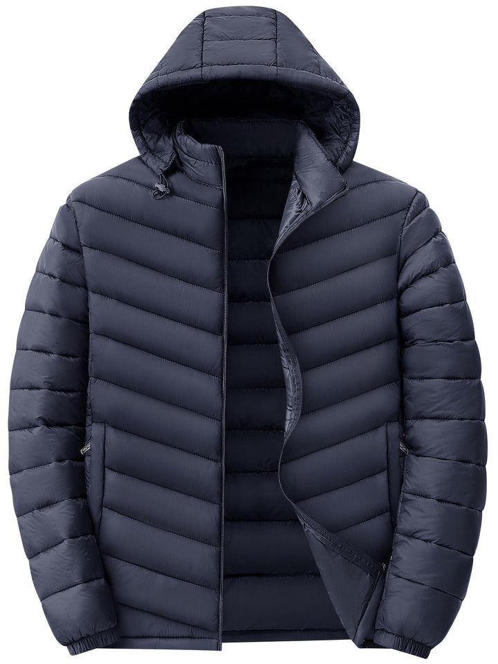 Men's Ultralight Quilted Hooded Jacket with Thermal Insulation & Packable Design