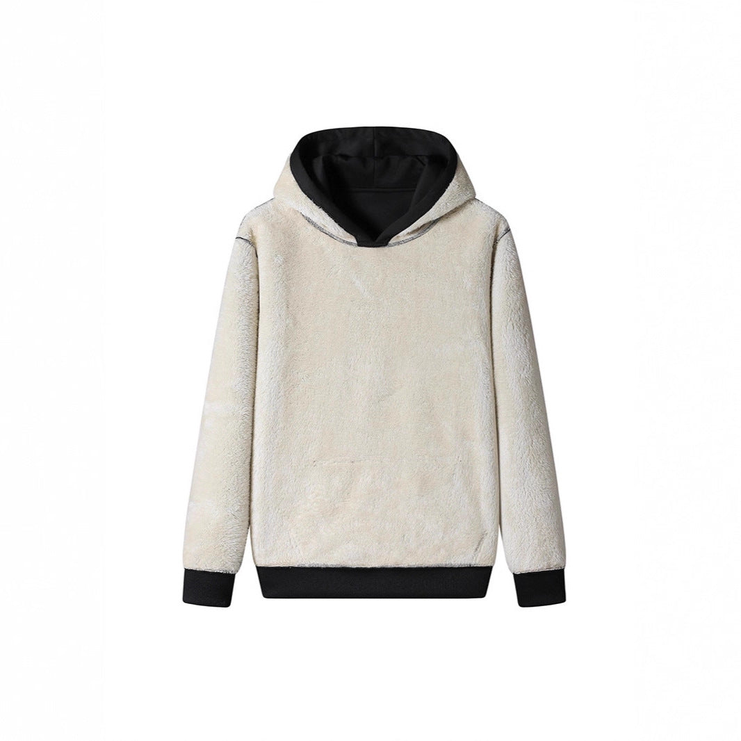 Men's Fleece Hoodie with Sherpa Lining and Kangaroo Pocket