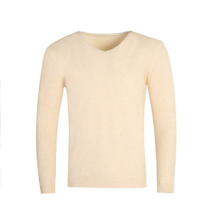 Men's Fine V-neck Sweater made of Cotton-merino Blend with a Slim Silhouette