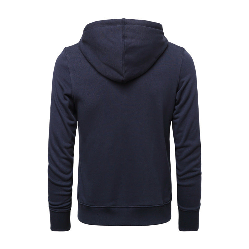 Men's Narrow-cut Zip Hoodie with Metal Zipper, Double-layer Hood and Kangaroo Pocket