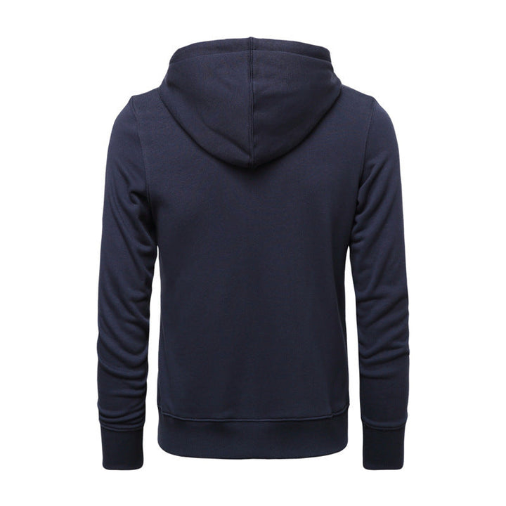 Men's Narrow-cut Zip Hoodie with Metal Zipper, Double-layer Hood and Kangaroo Pocket