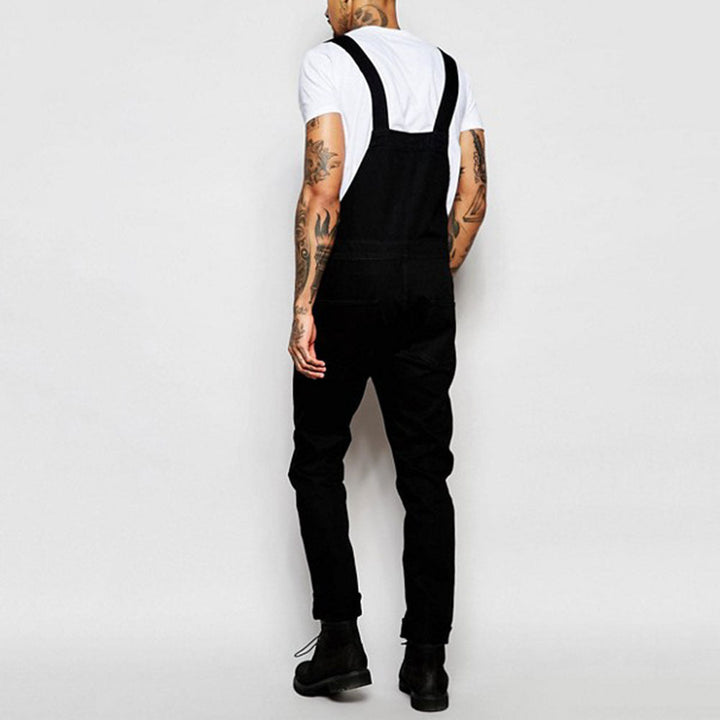 Men's Casual Denim Overalls with Adjustable Straps and Modern Fit