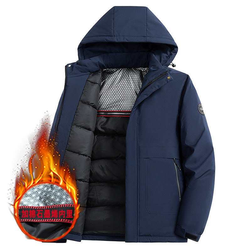 Men's Water-Repellent Winter Parka with Thermo-Reflective Quilted Lining and Hood