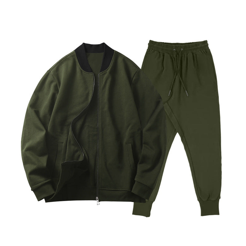 Men's Casually Cut Sweat Set with Zip Bomber Jacket and Tapered Jogging Pants made of Soft Cotton Fleece