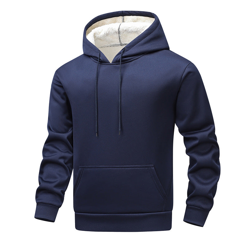 Men's Fleece Hoodie with Sherpa Lining and Kangaroo Pocket