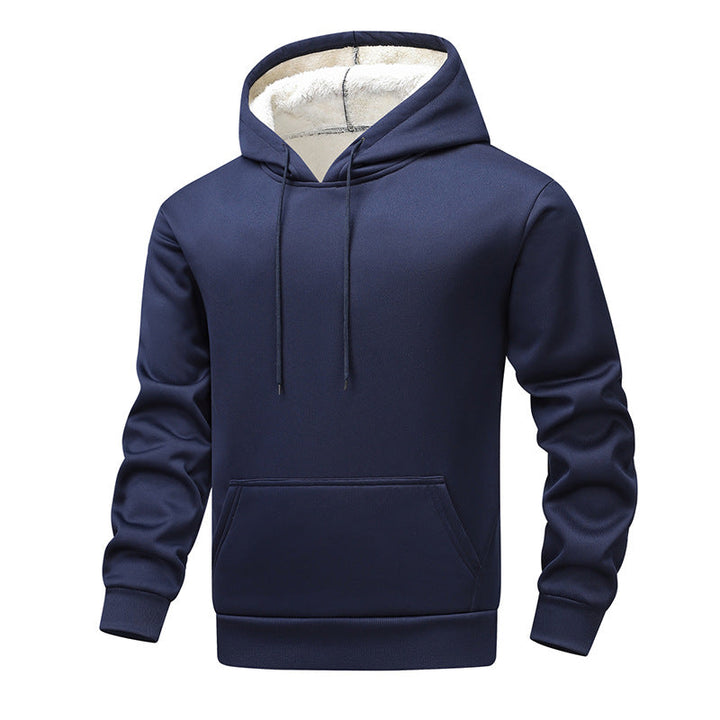 Men's Fleece Hoodie with Sherpa Lining and Kangaroo Pocket
