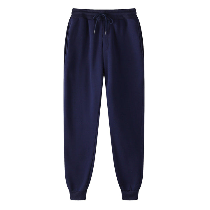 Men's Straight-cut Sweatpants made of Mottled Cotton Blend with Elastic Waistband, Drawstring, and Side Pockets