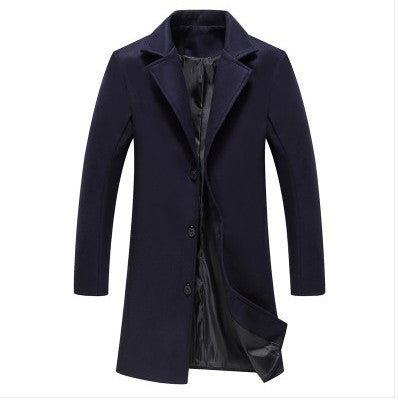 Men's Slim Chesterfield Coat with Classic Lapels, Quilted Lining and Side Pockets