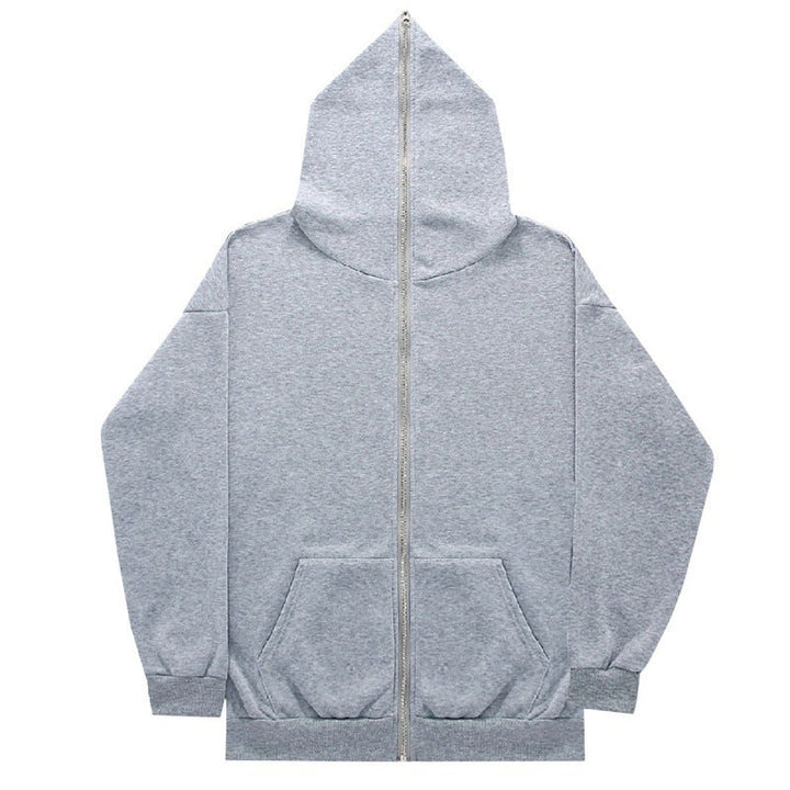 Unisex Minimally Structured Hoodie Zipper with Pointed Hood, Kangaroo Pocket and Reinforced Cuffs