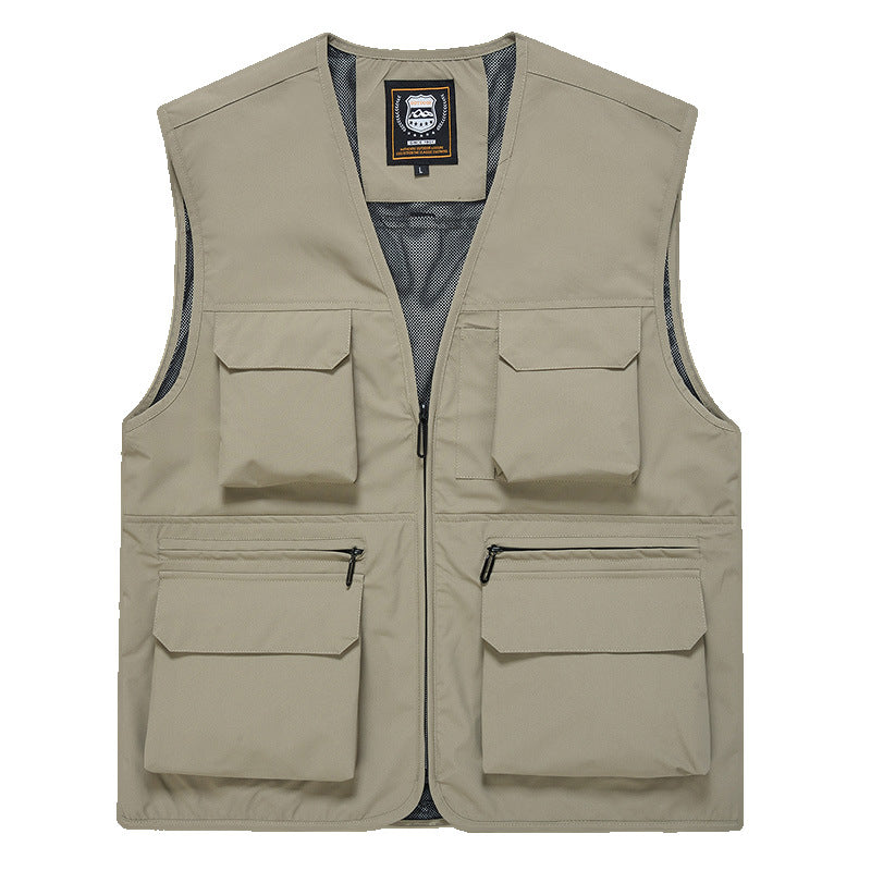 Men's Photographer Utility Vest with Generous Zip and Flap Pockets