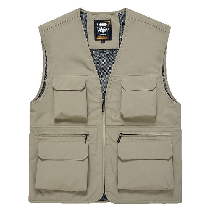 Men's Photographer Utility Vest with Generous Zip and Flap Pockets