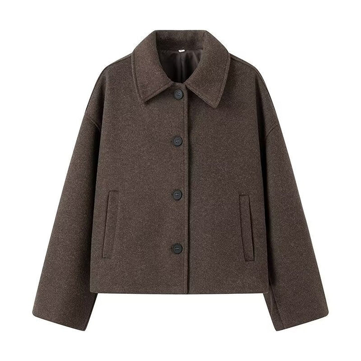 Women's Cropped Wool Jacket with Modern Cut and Practical Pockets