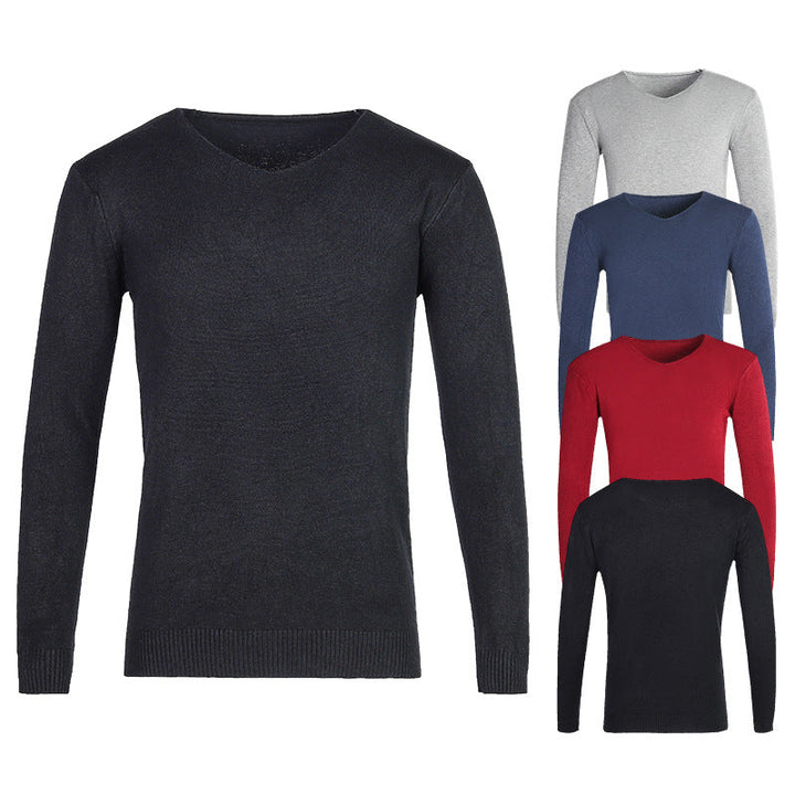 Men's Fine V-neck Sweater made of Cotton-merino Blend with a Slim Silhouette