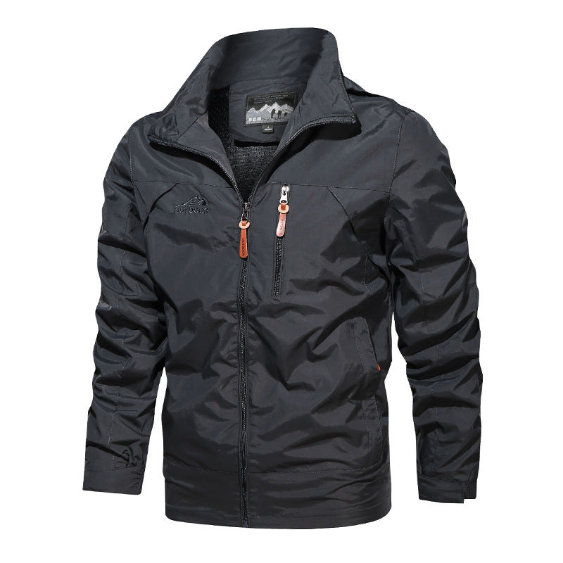 Men's Lightweight Outdoor Jacket Windbreaker with Water-repellent Coating and Breathable Mesh Lining