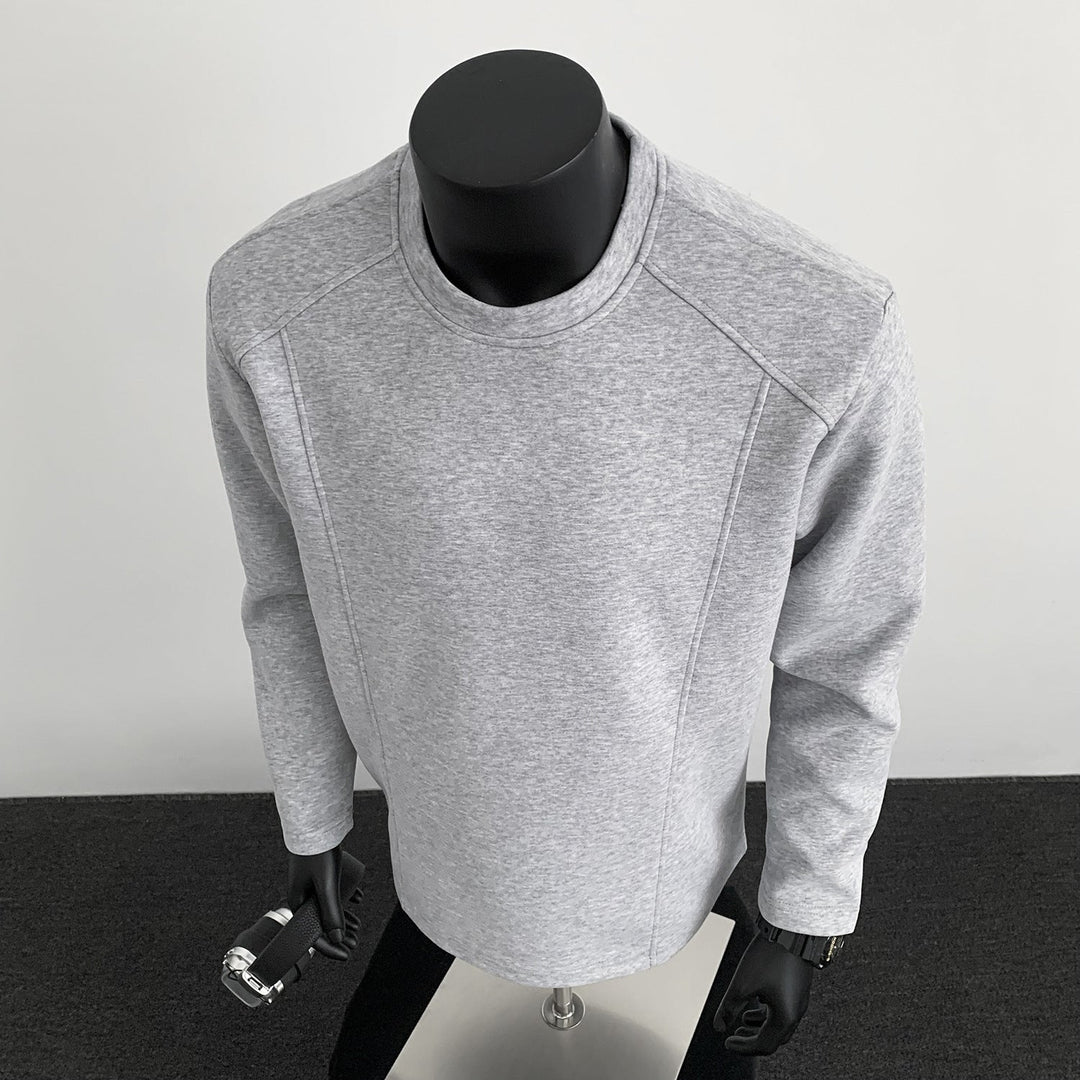 Men's Sweatshirt with Structured Seam Details and Round Neck