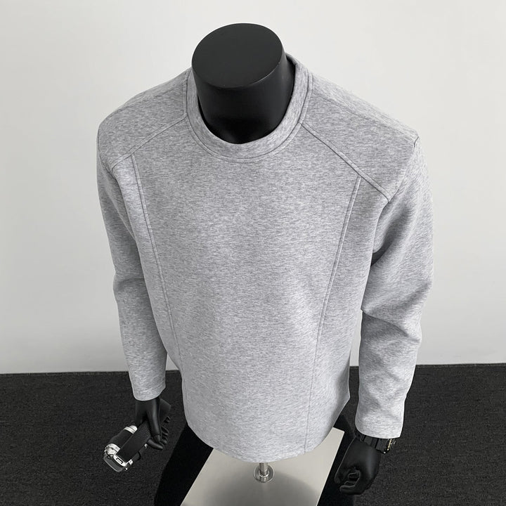 Men's Sweatshirt with Structured Seam Details and Round Neck