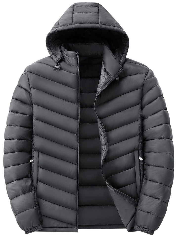 Men's Ultralight Quilted Hooded Jacket with Thermal Insulation & Packable Design