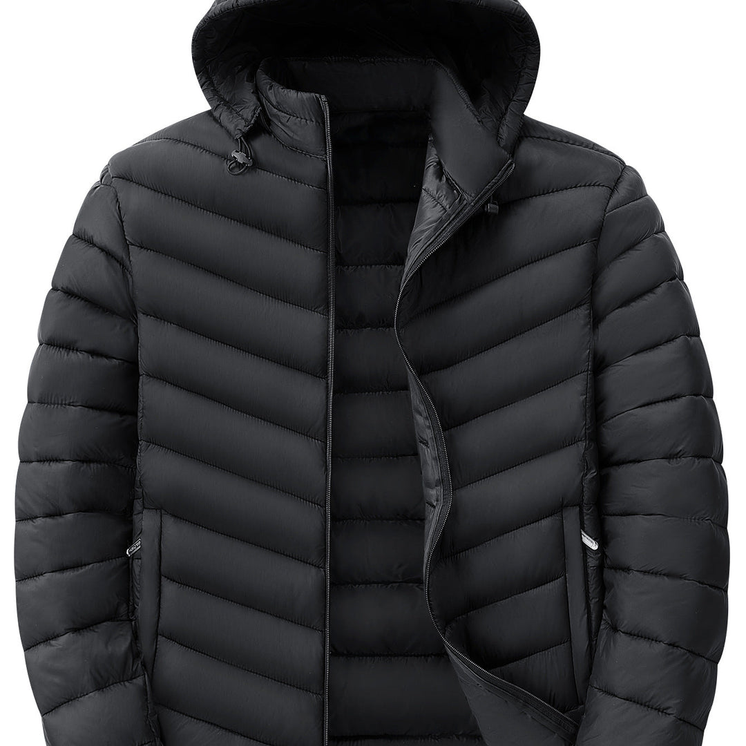 Men's Ultralight Quilted Hooded Jacket with Thermal Insulation & Packable Design