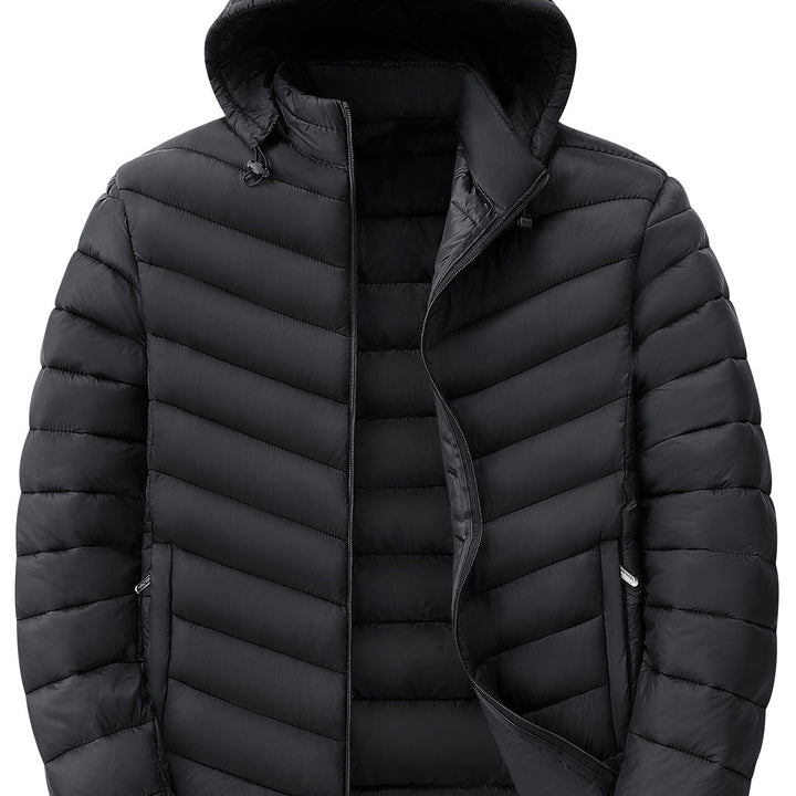 Men's Ultralight Quilted Hooded Jacket with Thermal Insulation & Packable Design