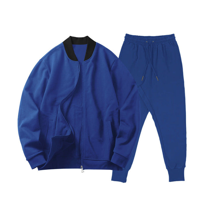 Men's Casually Cut Sweat Set with Zip Bomber Jacket and Tapered Jogging Pants made of Soft Cotton Fleece
