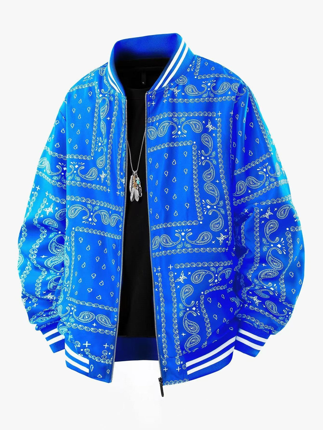 Men's Cool Bomber Jacket with Paisley Pattern