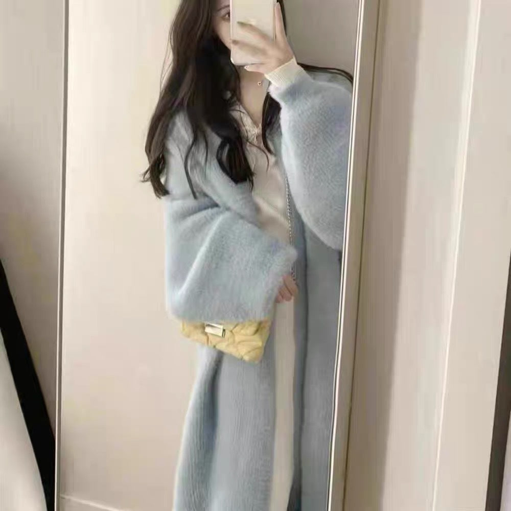 Women's Long Oversized Maxi Knit Cardigan with Open Front