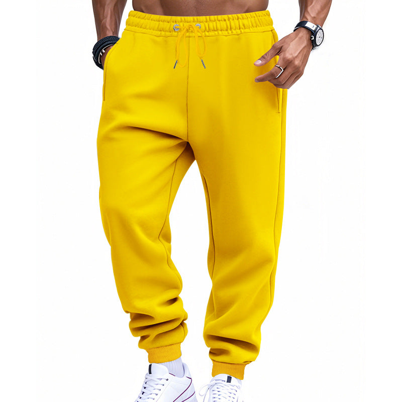 Men's Sporty Sweat Jogging Pants with Elastic Tunnel Drawstring Waist, Ribbed Cuffs, and Deep Side Pockets
