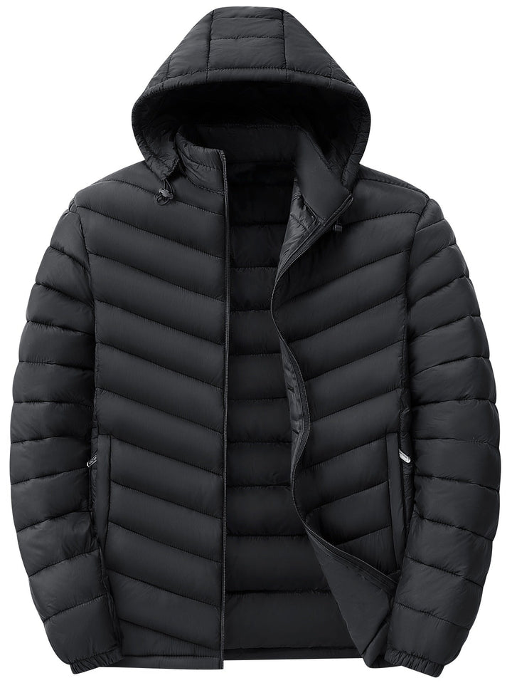 Men's Ultralight Quilted Hooded Jacket with Thermal Insulation & Packable Design