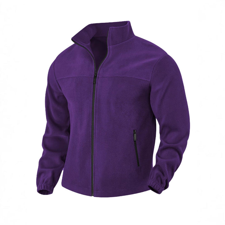 Men's Fleece Jacket with Zipper, Stand-up Collar and Zip Pockets
