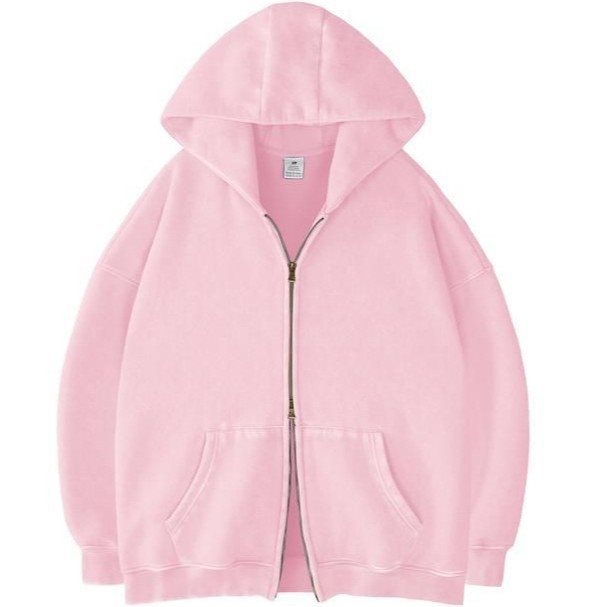Unisex Oversized Hoodie Jacket with Double Zipper and Kangaroo Pockets