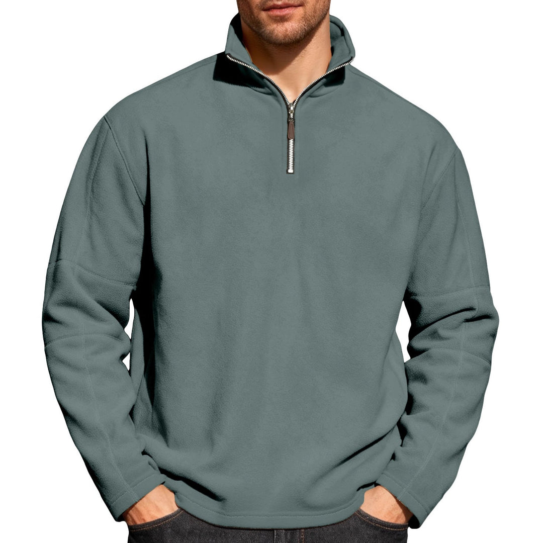 Men's Lightweight Microfleece Performance Pullover with Short Zipper Raglan Sleeves and Shaping Seams