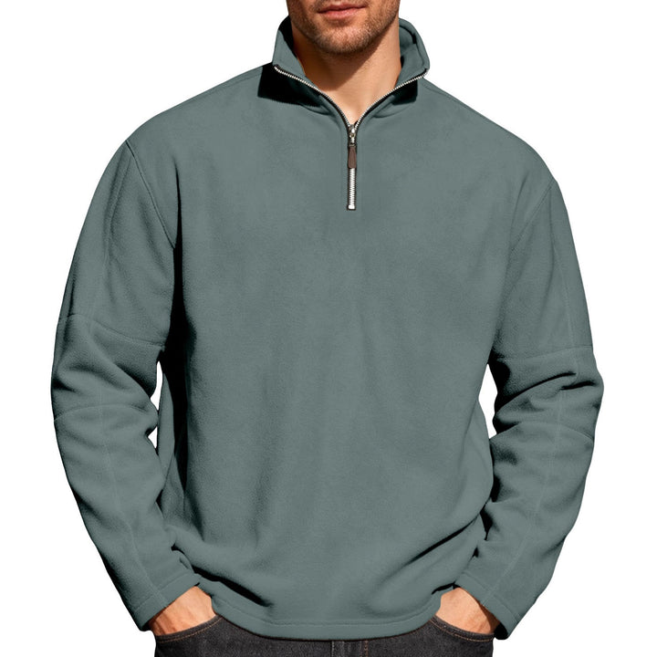 Men's Lightweight Microfleece Performance Pullover with Short Zipper Raglan Sleeves and Shaping Seams