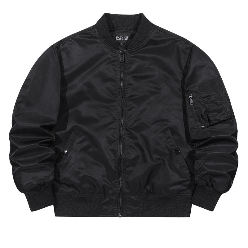Men's Matte-shell Insulated Bomber Jacket with Reinforced Sleeve Zip Pocket and Snap-flap Hand Pockets