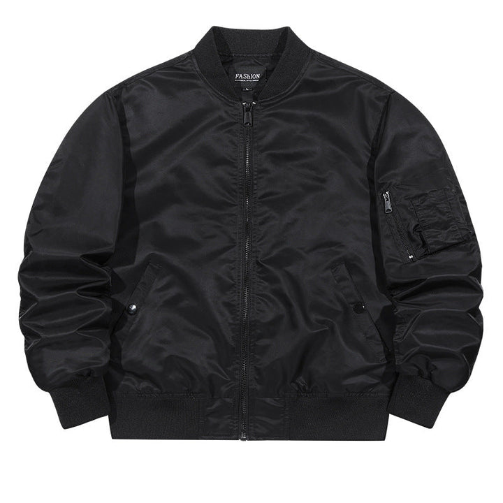 Men's Matte-shell Insulated Bomber Jacket with Reinforced Sleeve Zip Pocket and Snap-flap Hand Pockets