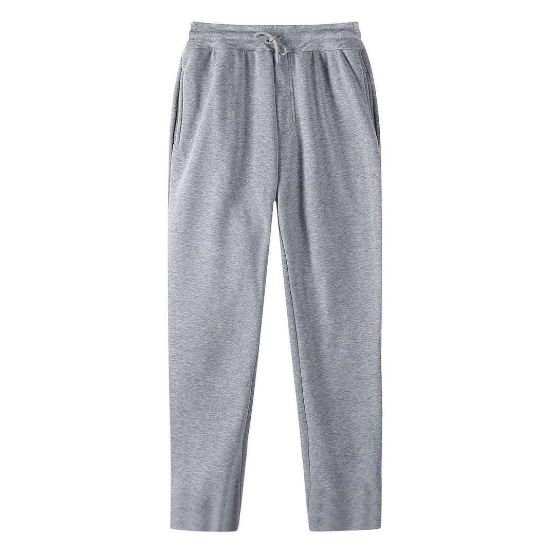 Men's Straight-cut Sweatpants made of Mottled Cotton Blend with Elastic Waistband, Drawstring, and Side Pockets